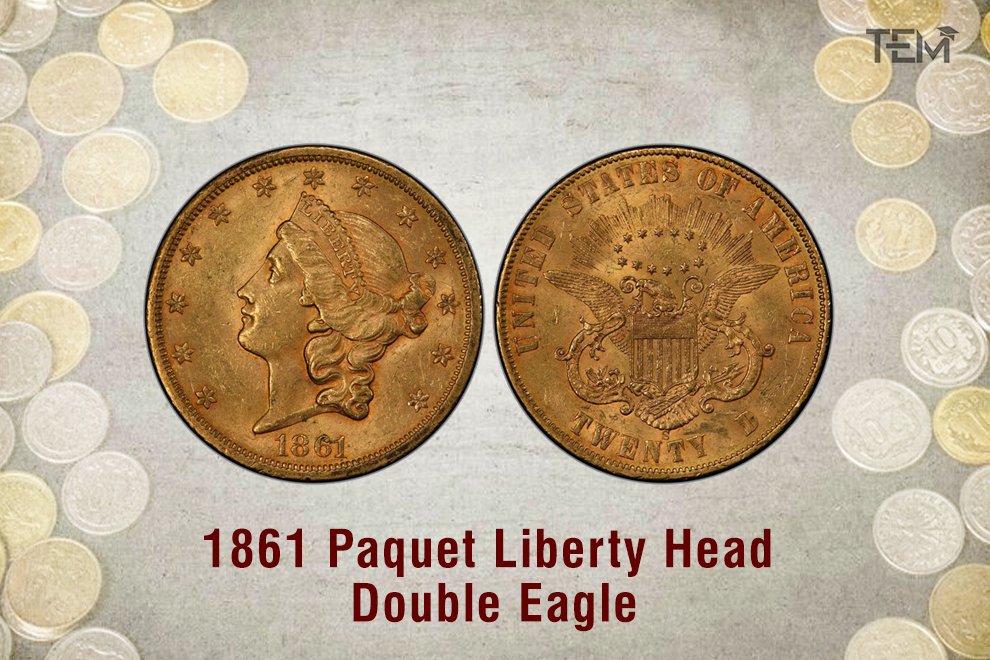 1861 Paquet Liberty Head Double Eagle